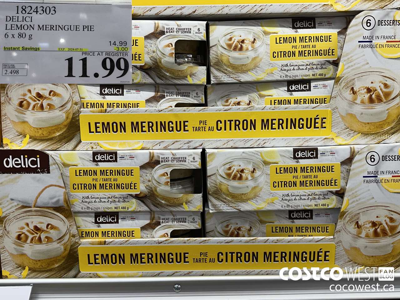 1824303 DELICI LEMON MERINGUE PIE 6 X 80G ($3.00 INSTANT SAVINGS EXPIRES ON 2024-07-31) $11.99