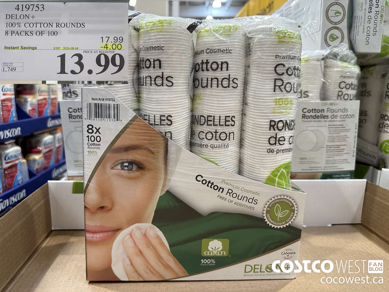 419753 DELON + 100% COTTON ROUNDS 8 PACKS OF 100 ($4.00 INSTANT SAVINGS EXPIRES ON 2024-08-04) $13.99