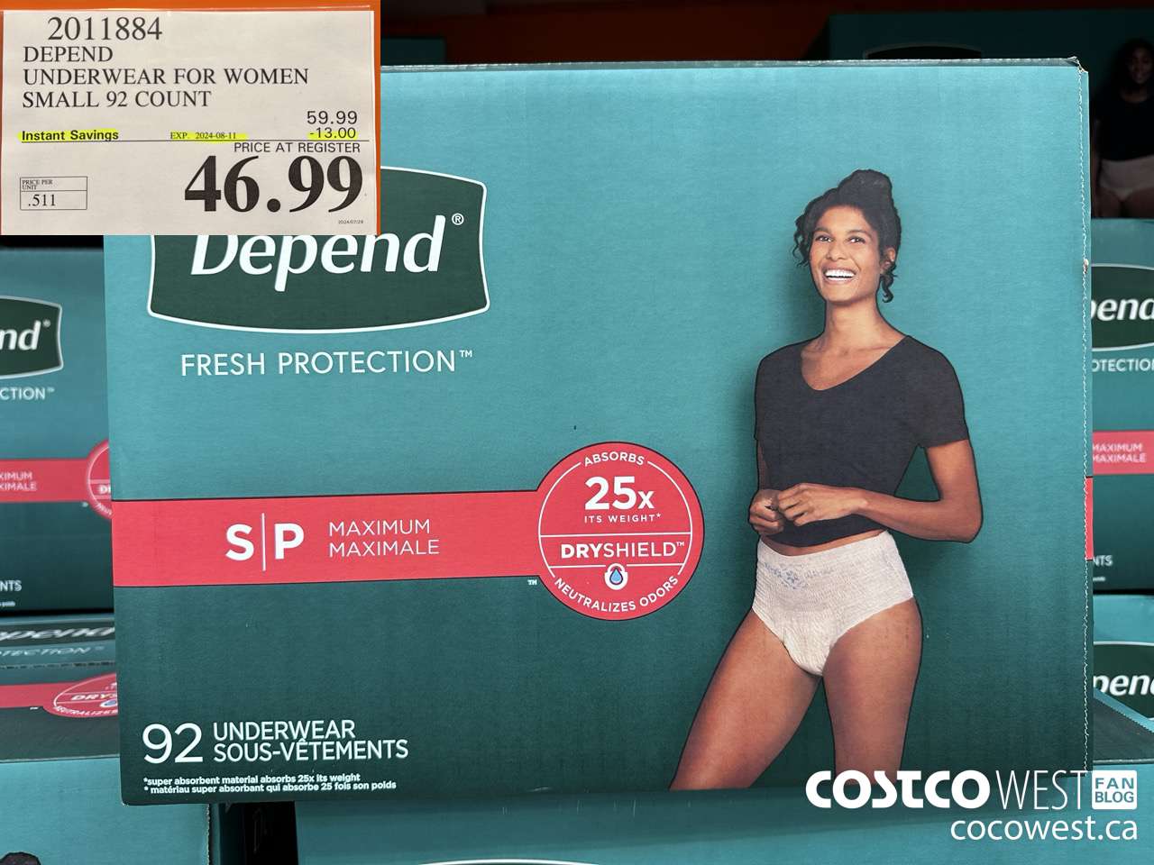 2011884 DEPEND UNDERWEAR FOR WOMEN S, M, L, XL ($13.00 INSTANT SAVINGS EXPIRES ON 2024-08-11) $46.99