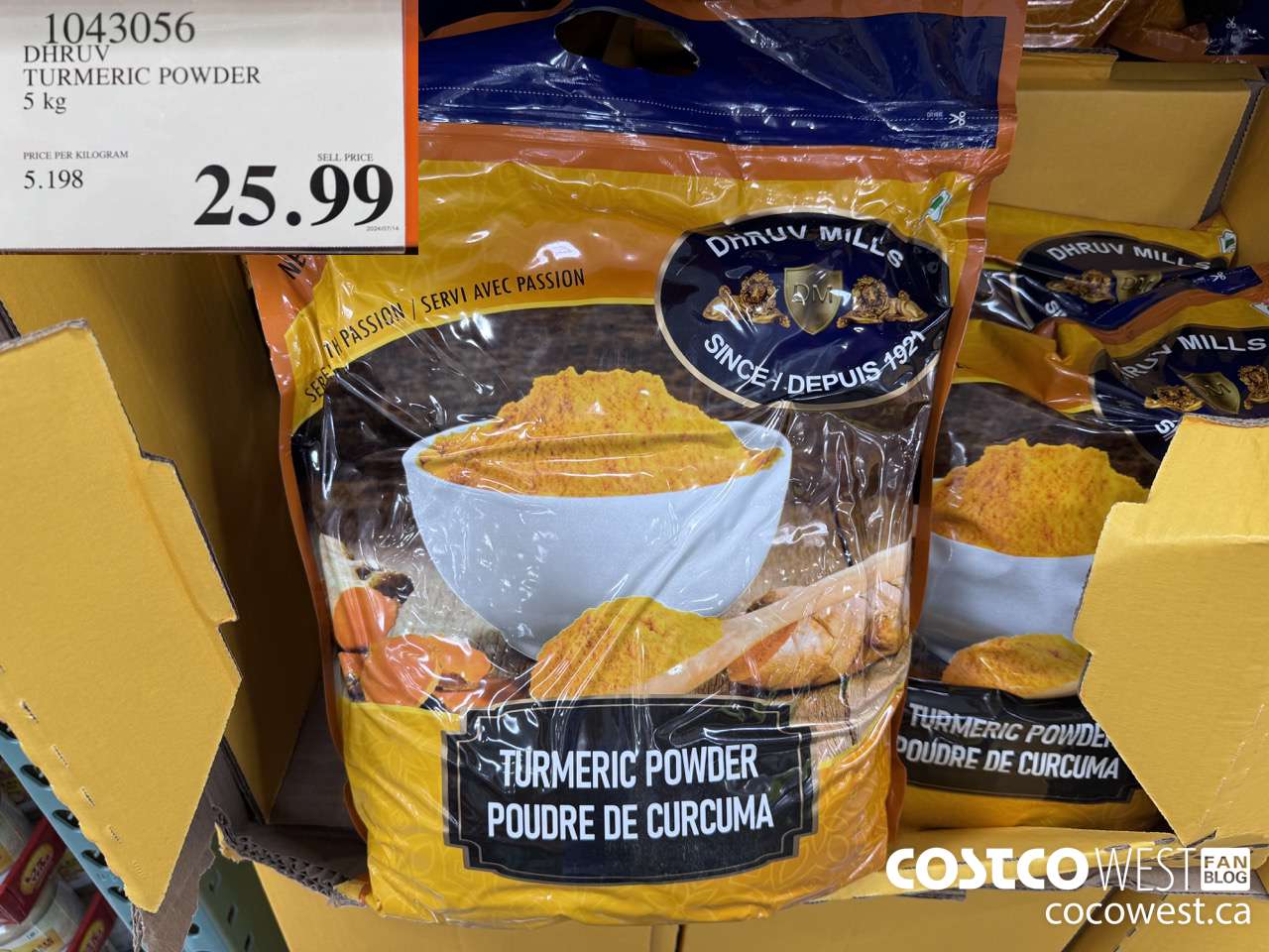 1043056 DHRUV TURMERIC POWDER 5KG $25.99