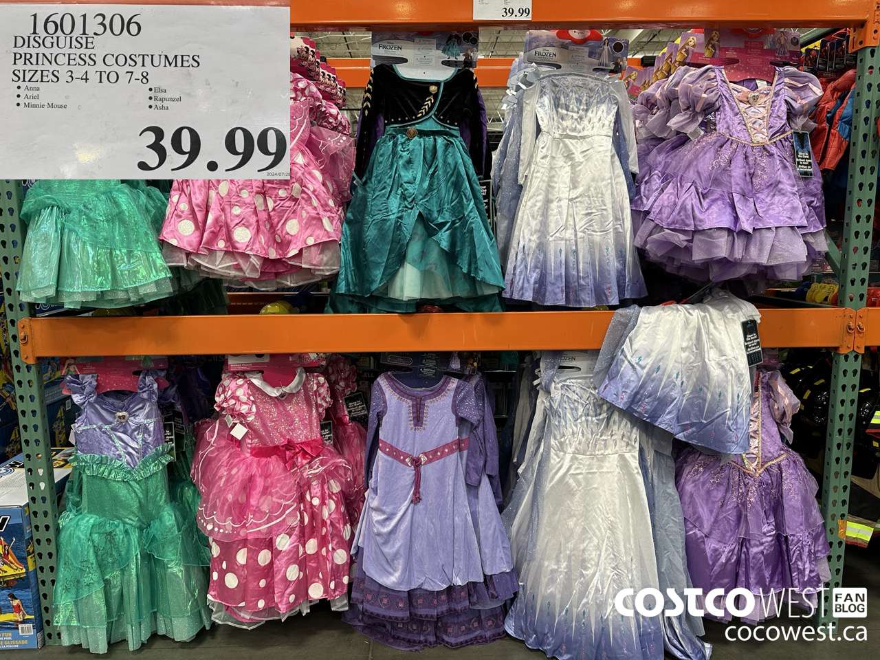1601306 DISGUISE DISNEY LICENSED COSTUMES SIZES 3/4 TO 7/8 $39.99