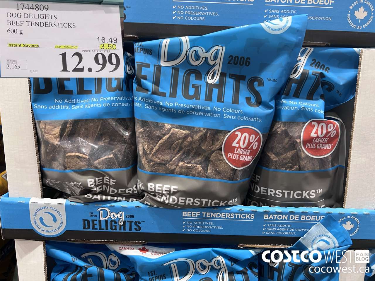 1744809 DOG DELIGHTS BEEF TENDERSTICKS 600G ($3.50 INSTANT SAVINGS EXPIRES ON 2024-07-07) $12.99