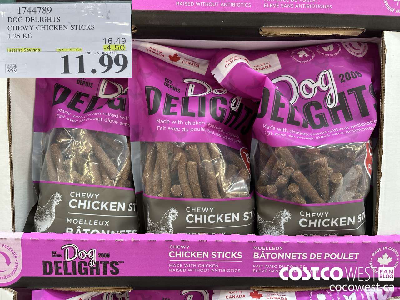 1744789 DOG DELIGHTS CHEWY CHICKEN STICKS 1.25 KG ($4.50 INSTANT SAVINGS EXPIRES ON 2024-07-28) $11.99