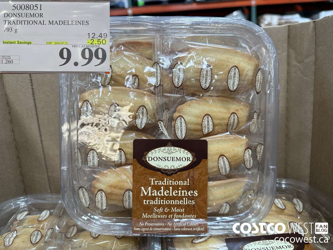 5008051 DONSUEMOR TRADITIONAL MADELEINES 794 g ($2.50 INSTANT SAVINGS EXPIRES ON 2024-07-21) $9.99