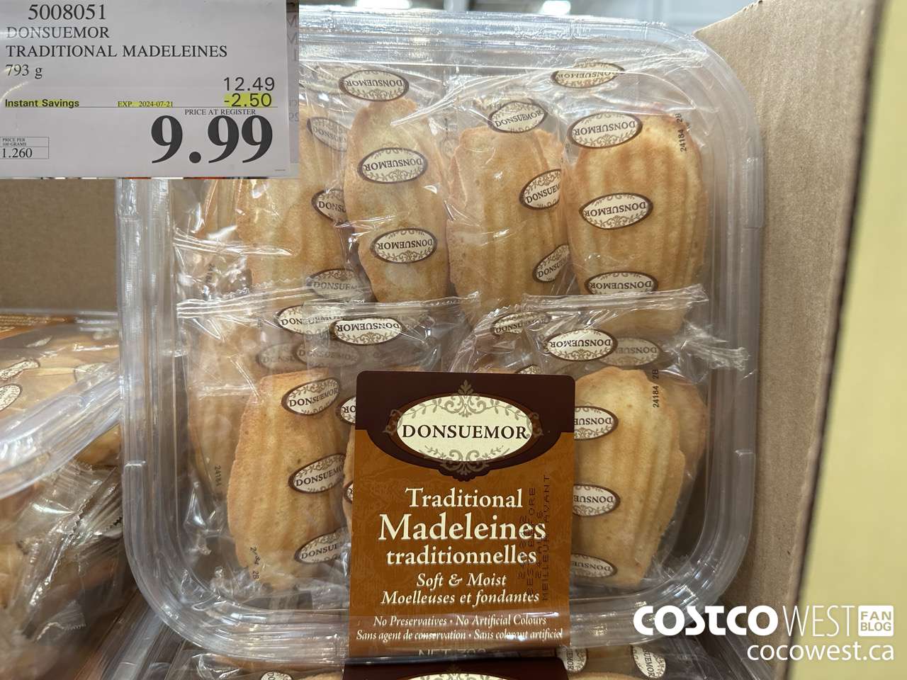 5008051 DONSUEMOR TRADITIONAL MADELEINES 794 g ($2.50 INSTANT SAVINGS EXPIRES ON 2024-07-21) $9.99