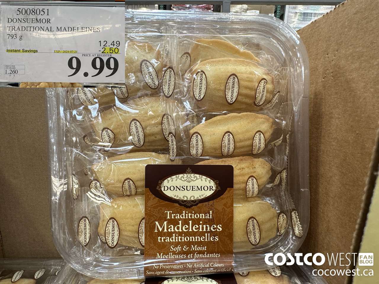 5008051 DONSUEMOR TRADITIONAL MADELEINES 794 g ($2.50 INSTANT SAVINGS EXPIRES ON 2024-07-21) $9.99