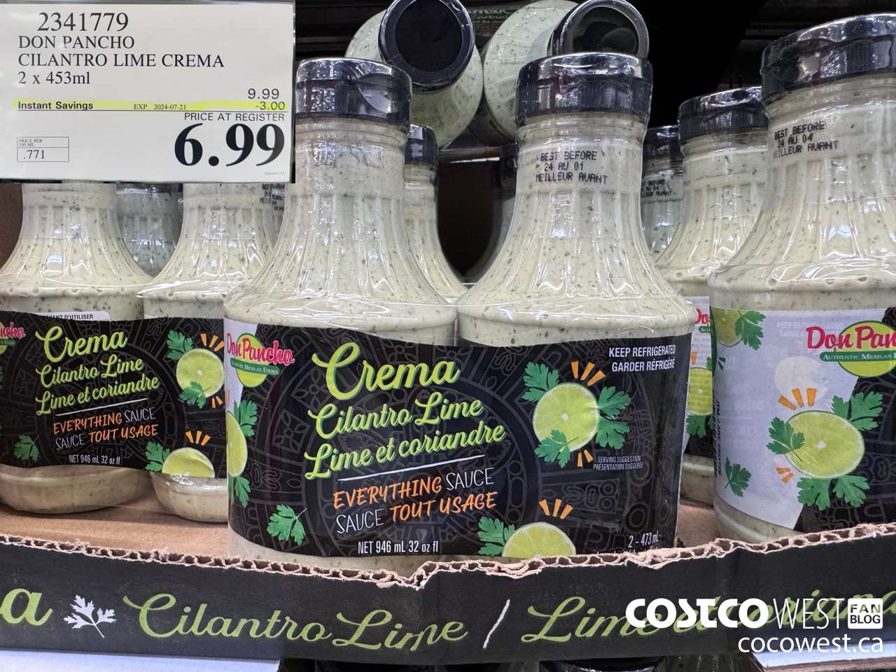 2341779 DON PANCHO CILANTRO LIME CREMA 2 X 453 ML ($3.00 INSTANT SAVINGS EXPIRES ON 2024-07-21) $6.99