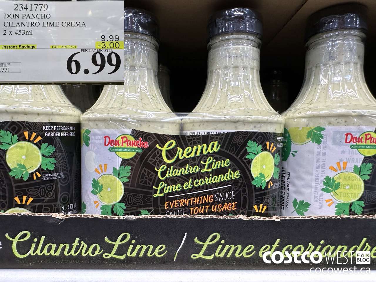 2341779 DON PANCHO CILANTRO LIME CREMA 2 X 453 ML ($3.00 INSTANT SAVINGS EXPIRES ON 2024-07-21) $6.99