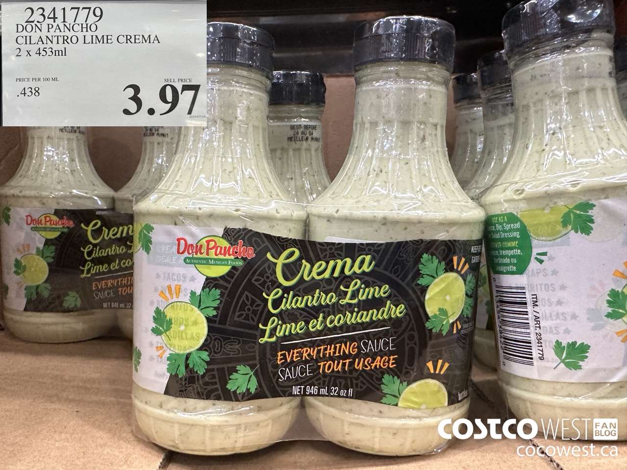 2341779 DON PANCHO CILANTRO LIME CREMA 2 X 453 ML $3.97