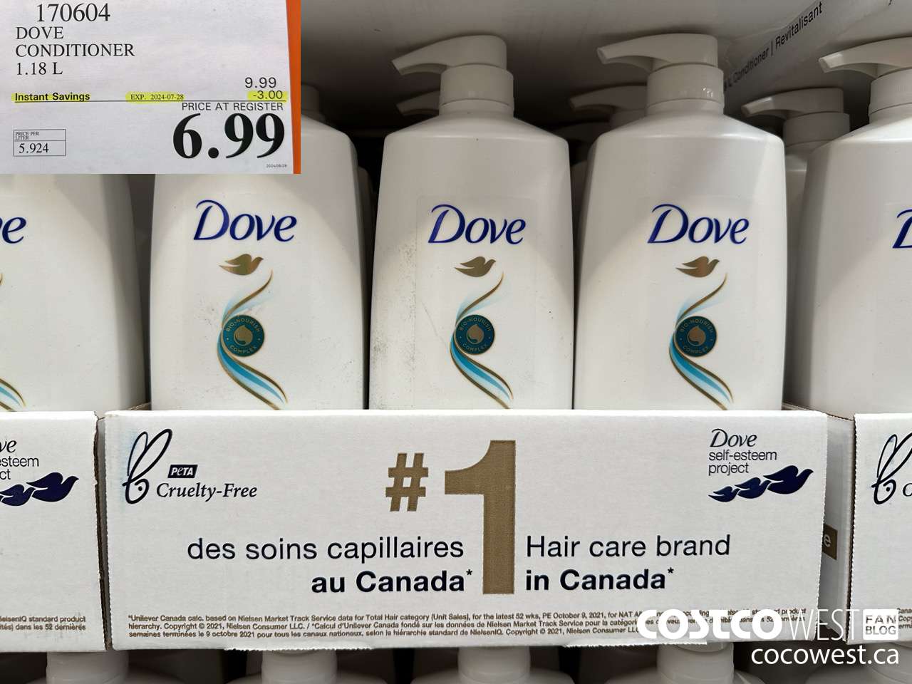 170604 DOVE CONDITIONER 1.18 L ($3.00 INSTANT SAVINGS EXPIRES ON 2024-07-28) $6.99