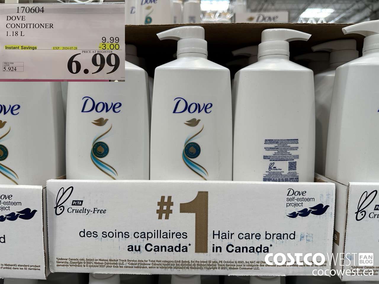 170604 DOVE CONDITIONER 1.18 L ($3.00 INSTANT SAVINGS EXPIRES ON 2024-07-28) $6.99