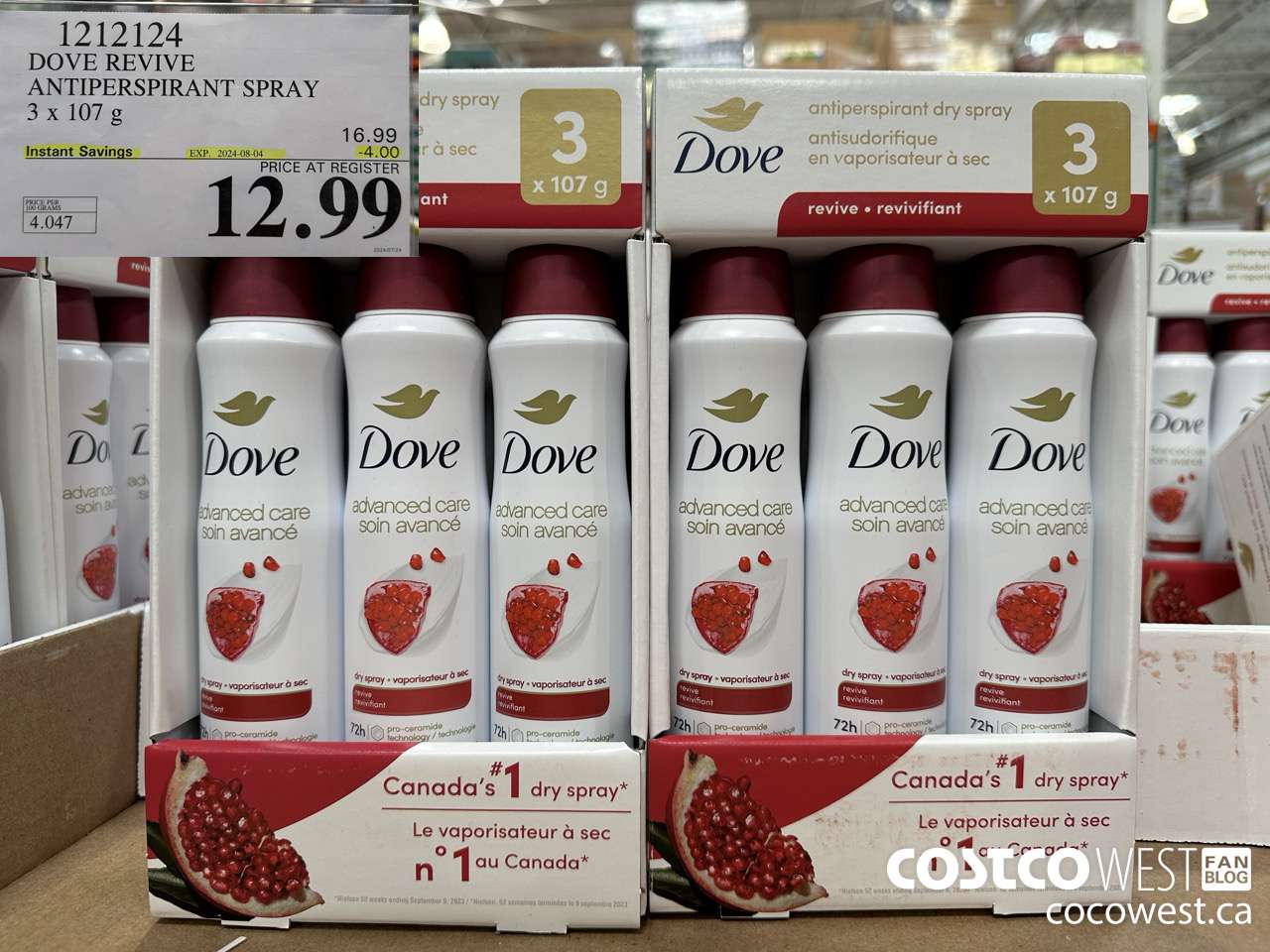 1212124 DOVE REVIVE ANTIPERSPIRANT SPRAY 3 X 107 G ($4.00 INSTANT SAVINGS EXPIRES ON 2024-08-04) $12.99