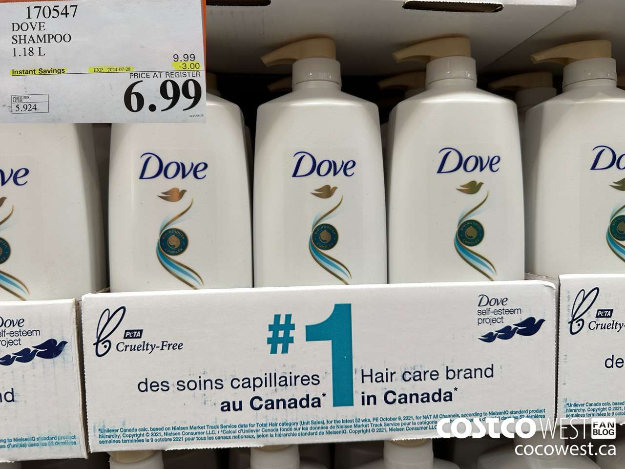 170547 DOVE SHAMPOO 1.18 L  ($3.00 INSTANT SAVINGS EXPIRES ON 2024-07-28) $6.99