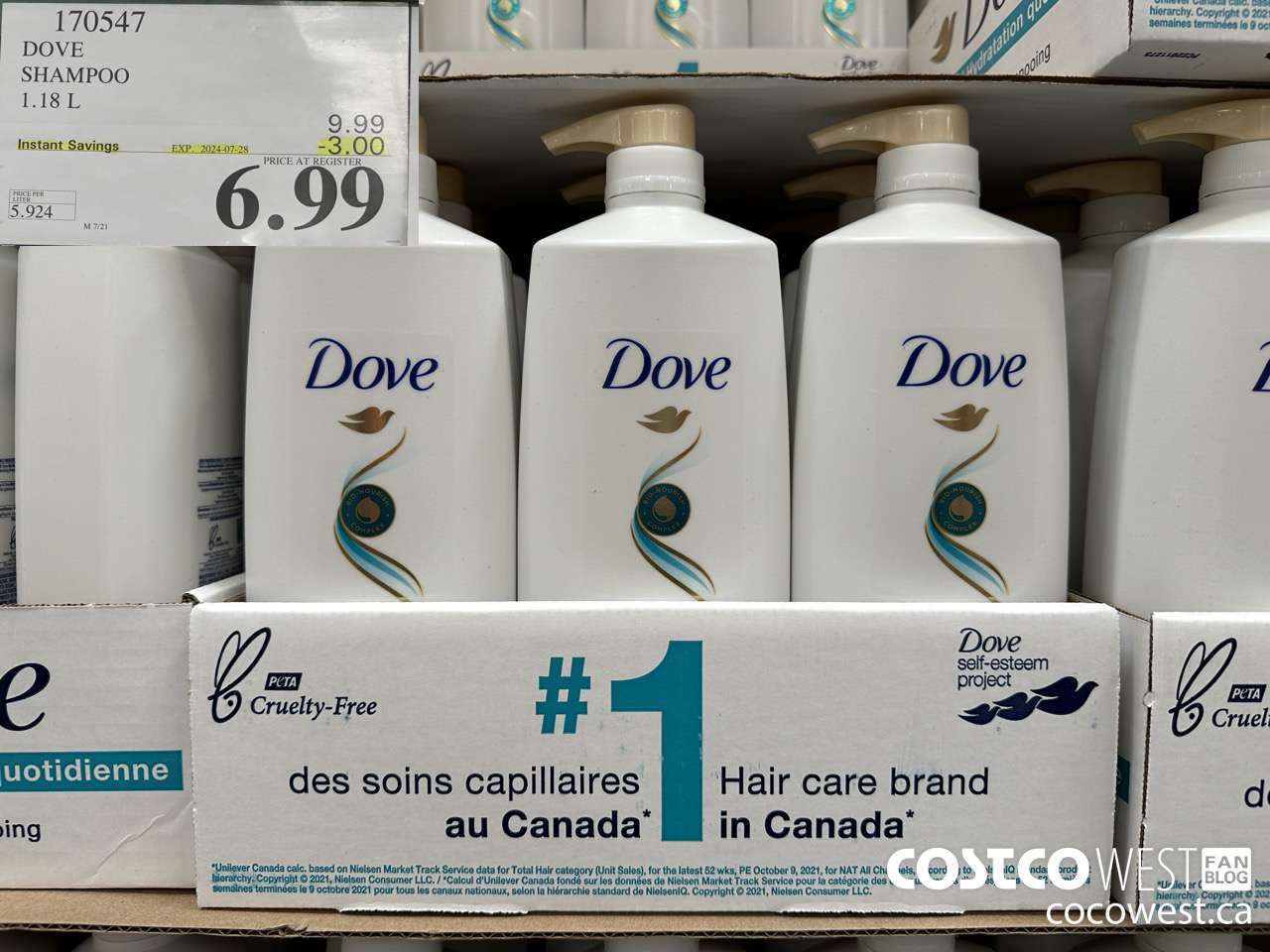 170547 DOVE SHAMPOO 1.18 L  ($3.00 INSTANT SAVINGS EXPIRES ON 2024-07-28) $6.99