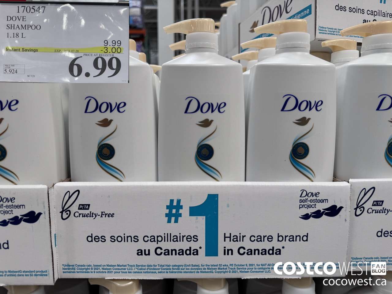 170547 DOVE SHAMPOO 1.18 L  ($3.00 INSTANT SAVINGS EXPIRES ON 2024-07-28) $6.99