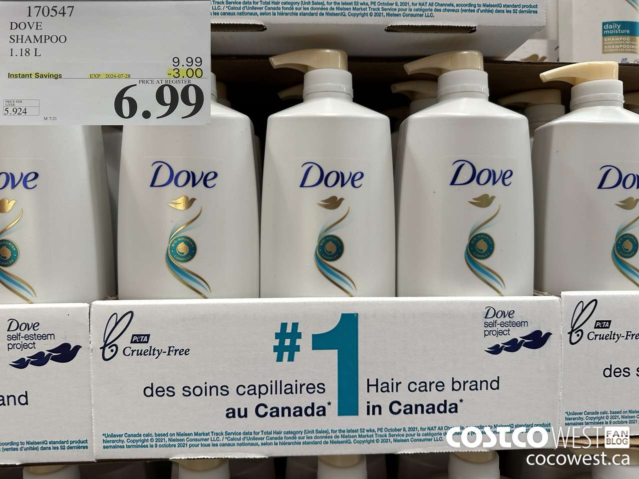 170547 DOVE SHAMPOO 1.18 L  ($3.00 INSTANT SAVINGS EXPIRES ON 2024-07-28) $6.99
