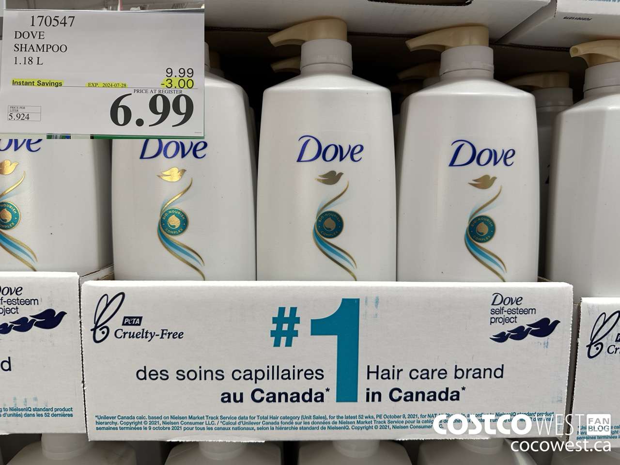 170547 DOVE SHAMPOO 1.18 L  ($3.00 INSTANT SAVINGS EXPIRES ON 2024-07-28) $6.99