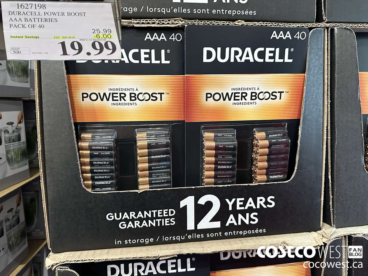 1627198 DURACELL POWER BOOST AAA BATTERIES PACK OF 40 ($6.00 INSTANT SAVINGS EXPIRES ON 2024-08-04) $19.99