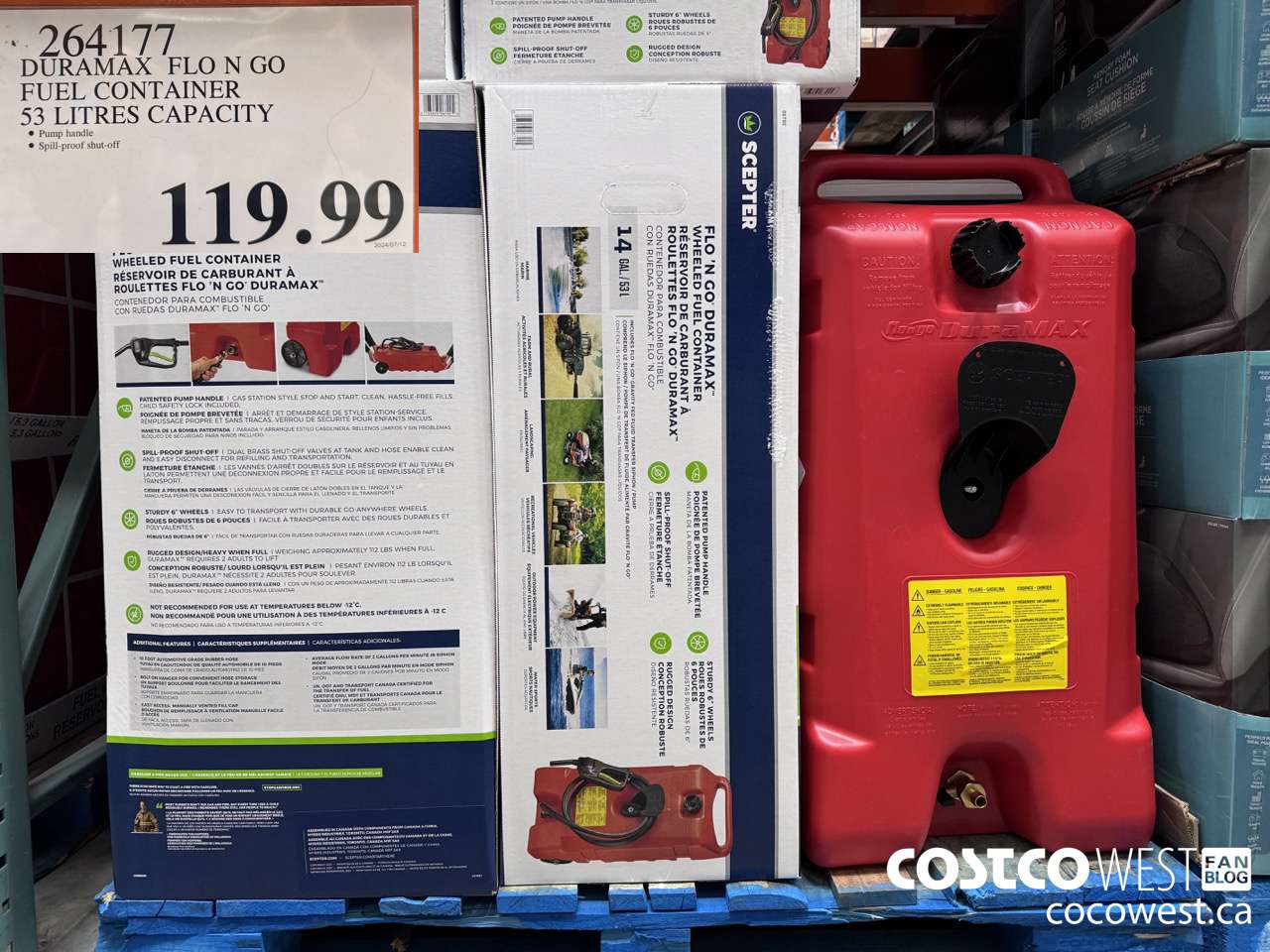 264177 DURAMAX FLO N GO FUEL CONTAINER 53 LITRES CAPACITY $119.99