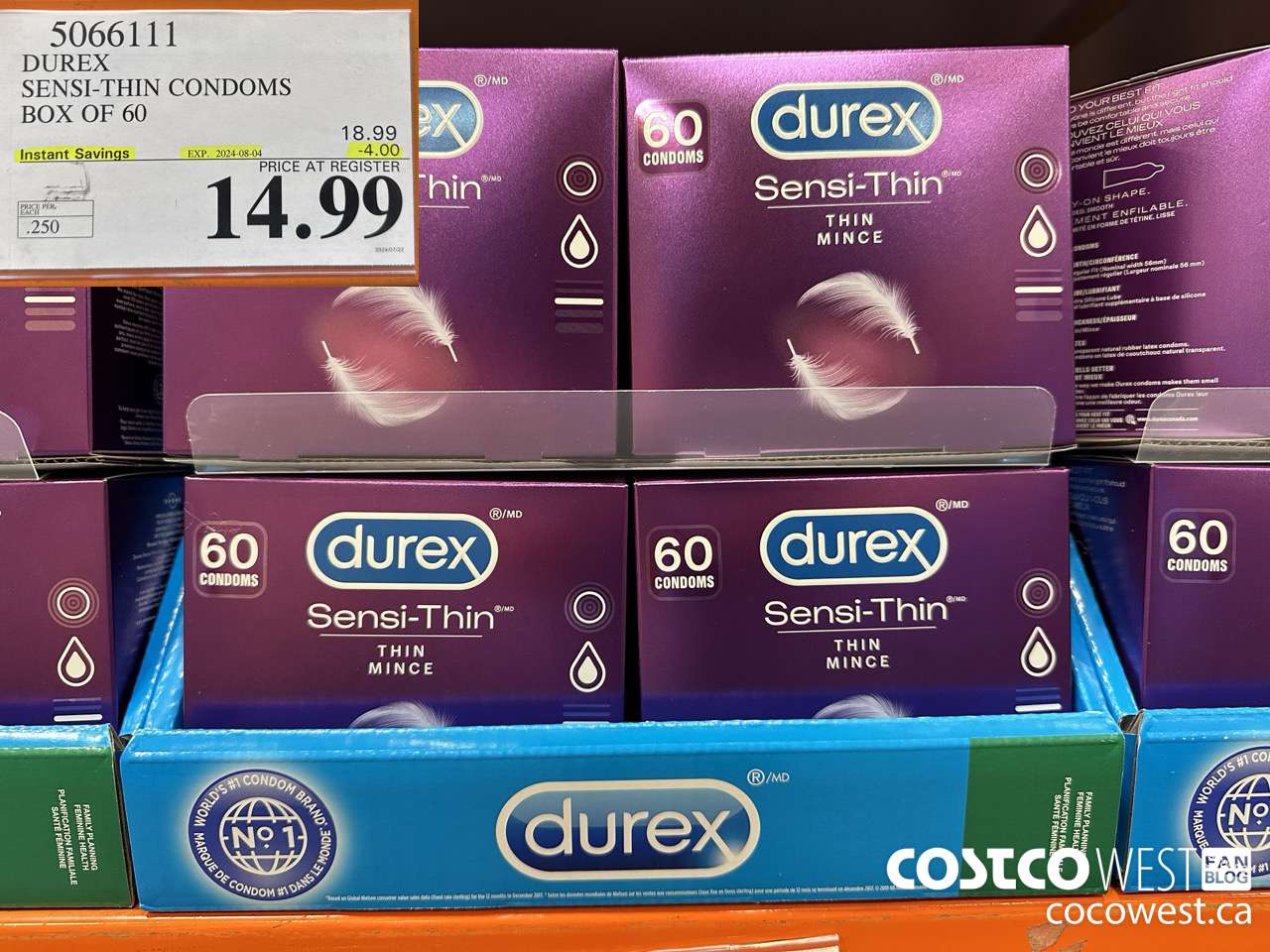 5066111 DUREX SENSI-THIN CONDOMS BOX OF 60 ($4.00 INSTANT SAVINGS EXPIRES ON 2024-08-04) $14.99
