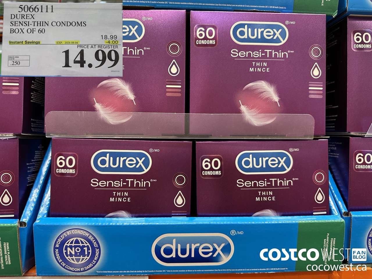 5066111 DUREX SENSI-THIN CONDOMS BOX OF 60 ($4.00 INSTANT SAVINGS EXPIRES ON 2024-08-04) $14.99