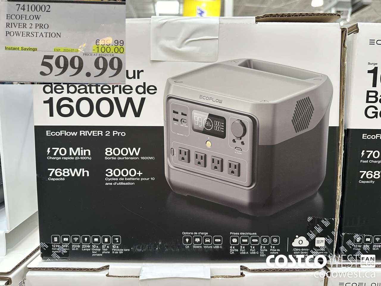 7410002 ECOFLOW RIVER 2 PRO POWERSTATION ($100.00 INSTANT SAVINGS EXPIRES ON 2024-07-15) $599.99