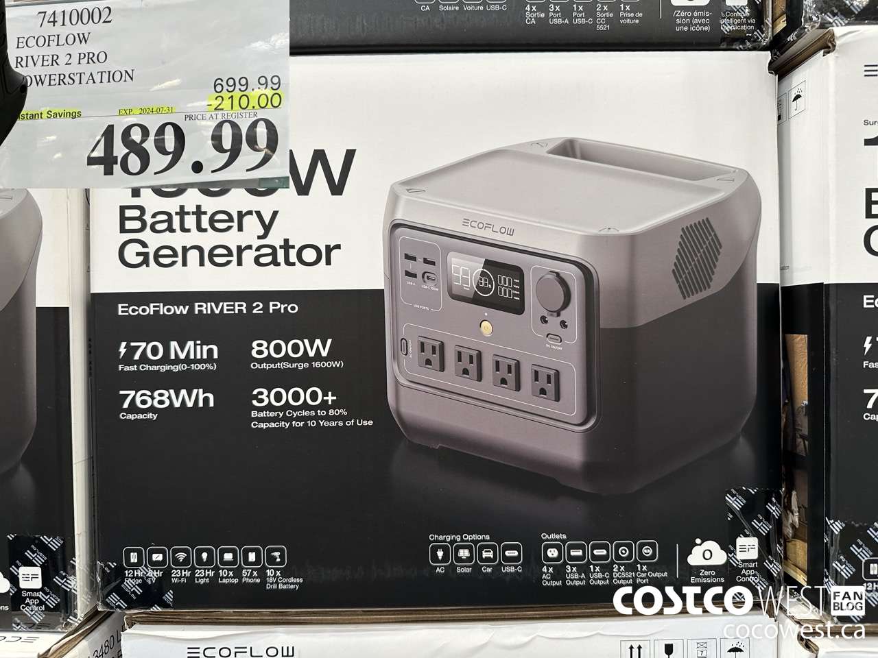 7410002 ECOFLOW RIVER 2 PRO POWERSTATION ($210.00 INSTANT SAVINGS EXPIRES ON 2024-07-31) $489.99