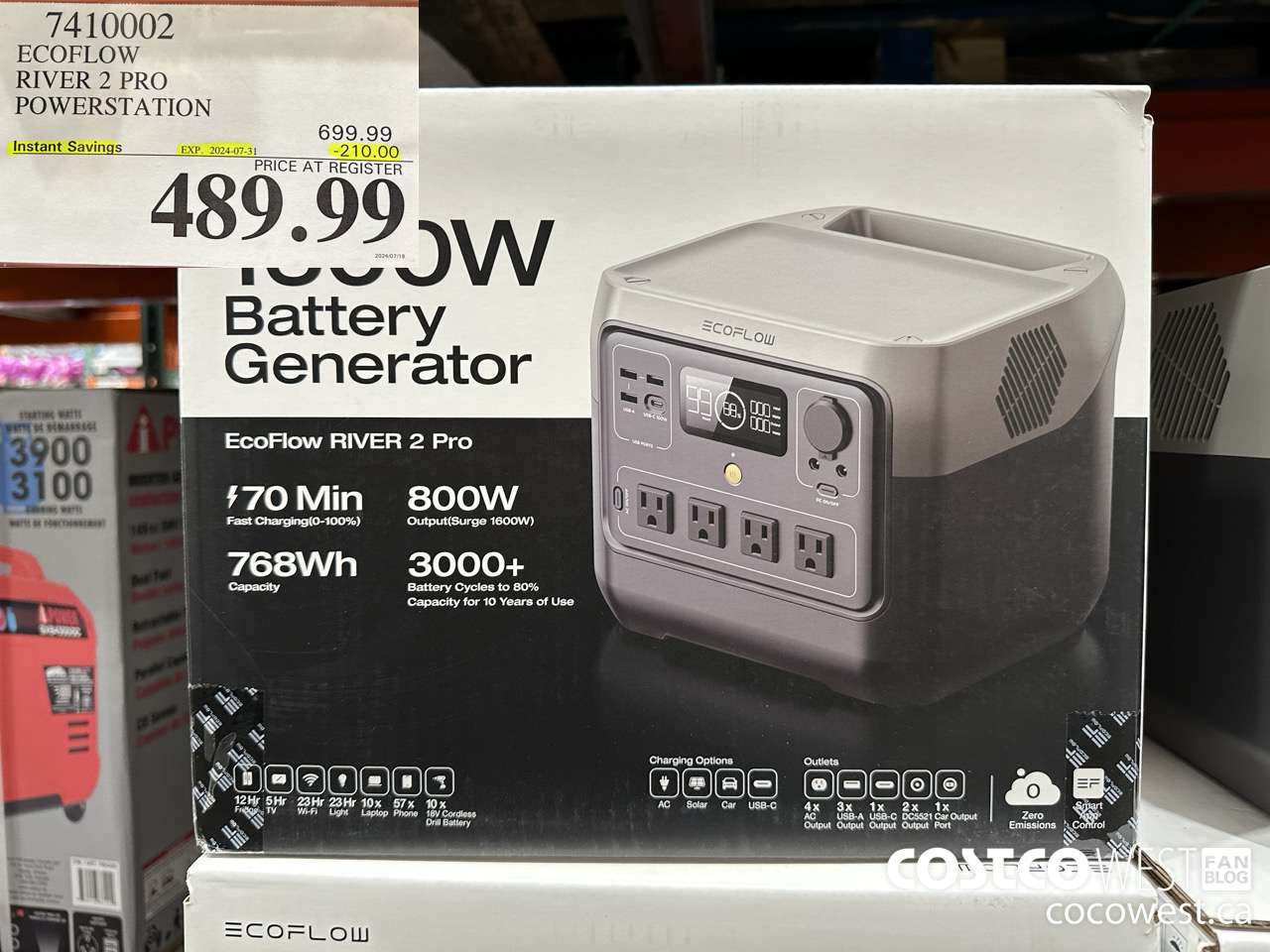 7410002 ECOFLOW RIVER 2 PRO POWERSTATION ($210.00 INSTANT SAVINGS EXPIRES ON 2024-07-31) $489.99