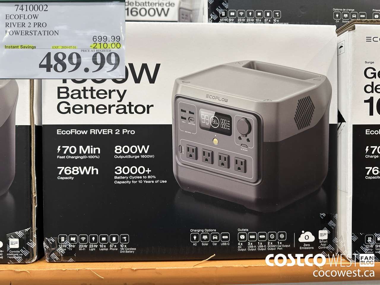 7410002 ECOFLOW RIVER 2 PRO POWERSTATION ($210.00 INSTANT SAVINGS EXPIRES ON 2024-07-31) $489.99