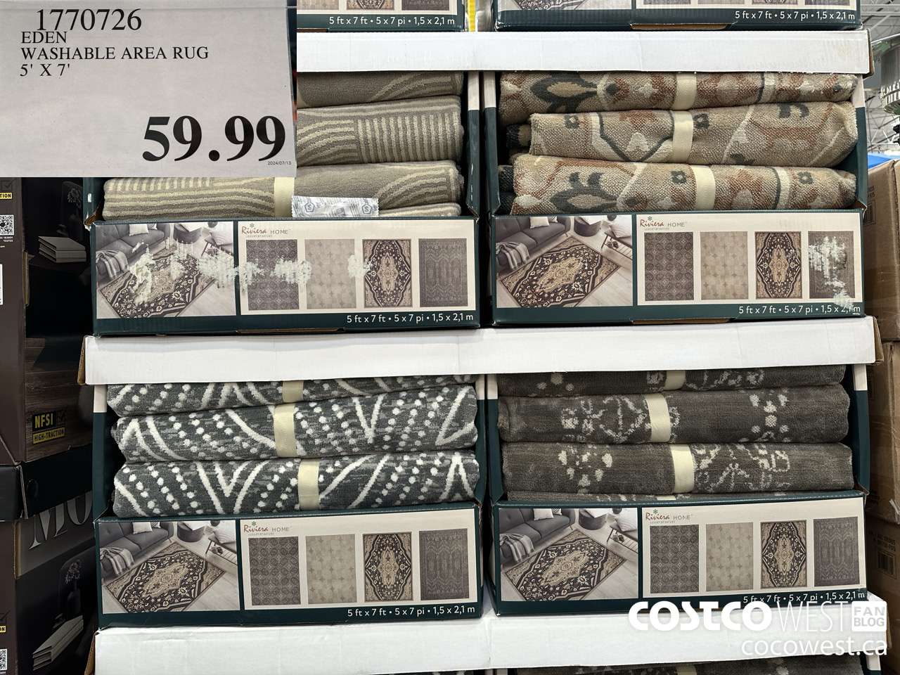 1770726 EDEN WASHABLE AREA RUG 5' X 7' $59.99