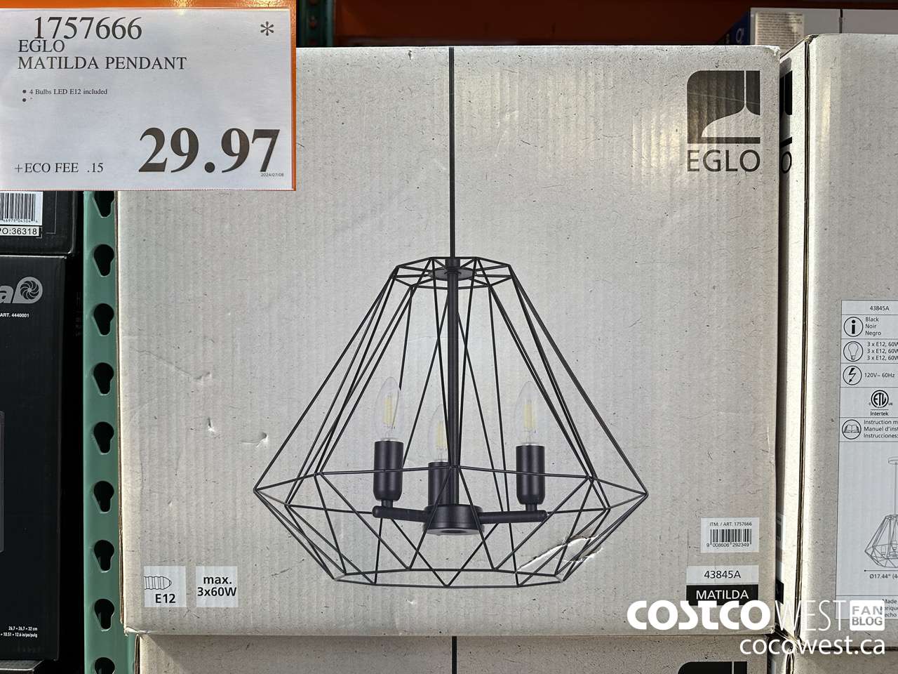 1757666 EGLO MATILDA PENDANT $29.97