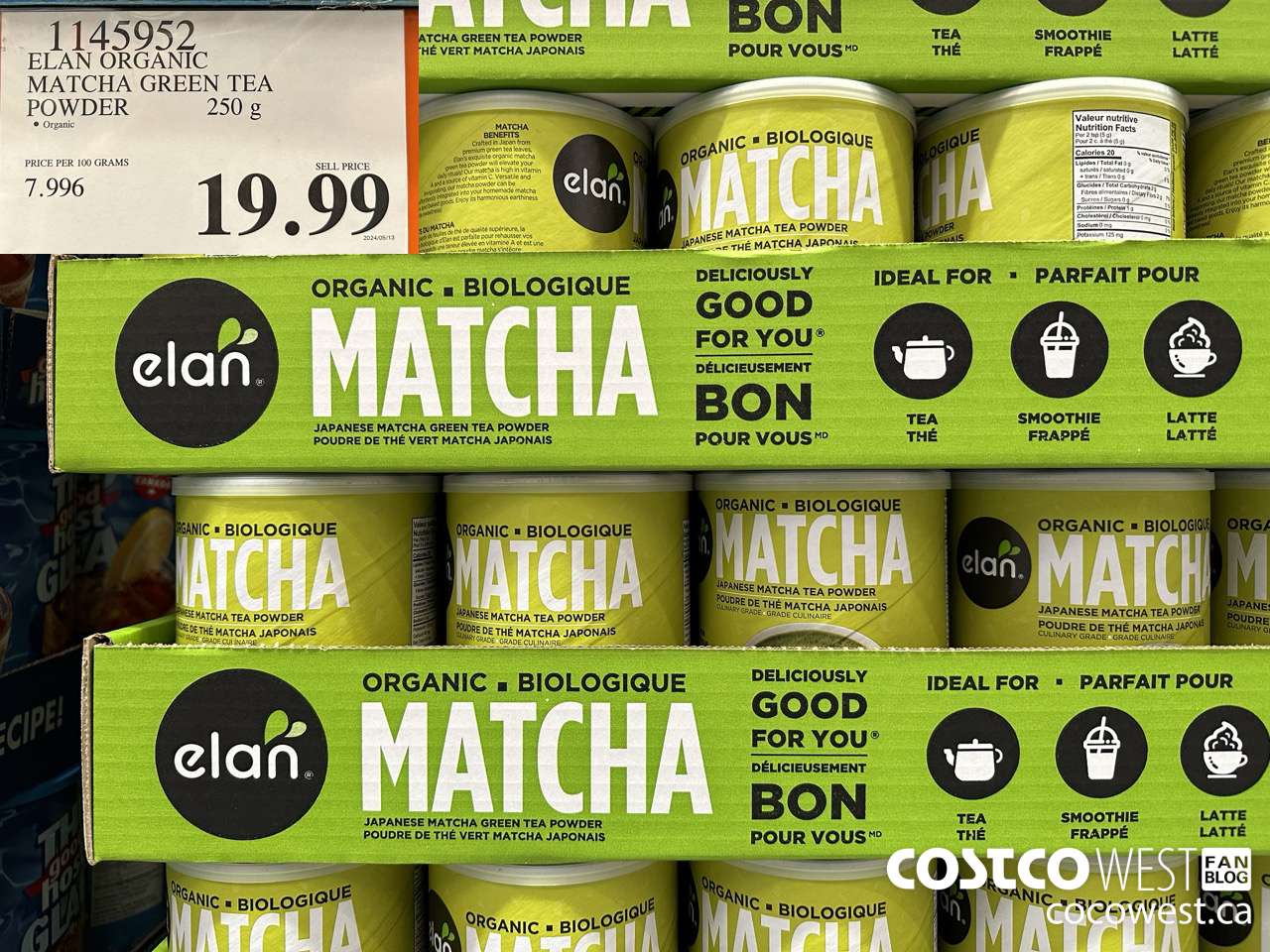 1145952 ELAN ORGANIC MATCHA GREEN TEA POWDER 250 g $19.99