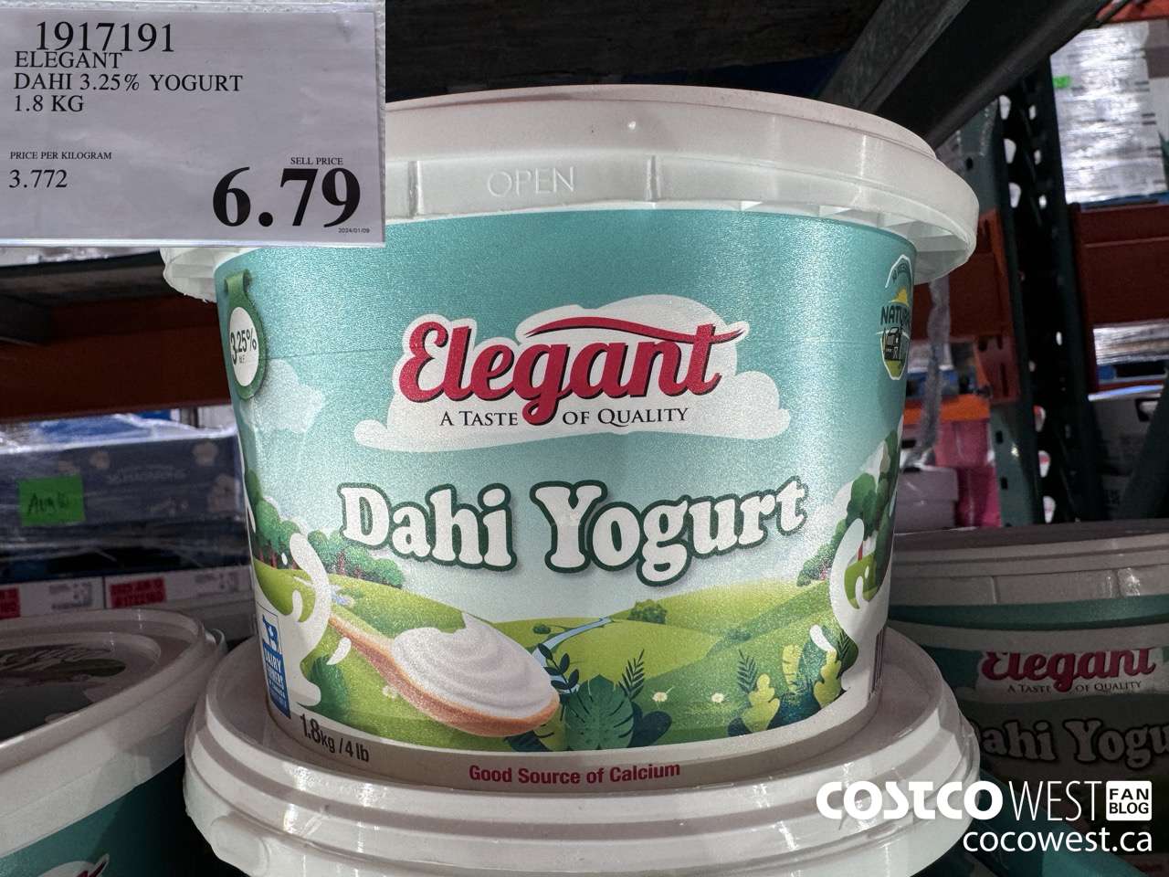 1917191 ELEGANT DAHI 3.25% YOGURT 1.8 KG $6.79