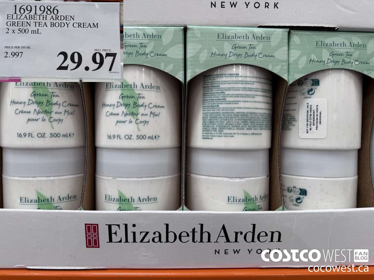 1691986 ELIZABETH ARDEN GREEN TEA BODY CREAM 2 X 500 ML $29.97