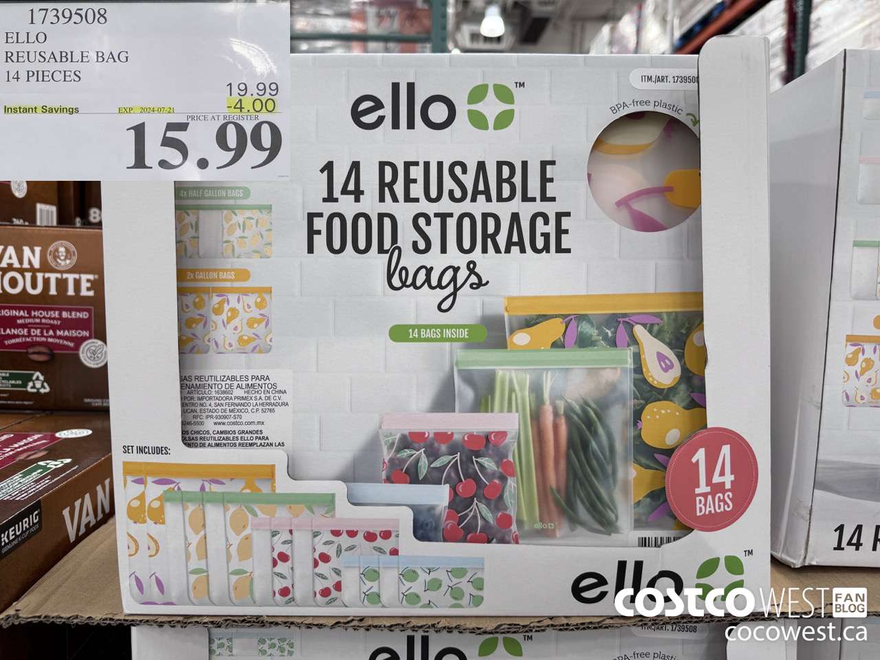 1739508 ELLO REUSABLE BAG 14 PIECES  ($4.00 INSTANT SAVINGS EXPIRES ON 2024-07-21) $14.99
