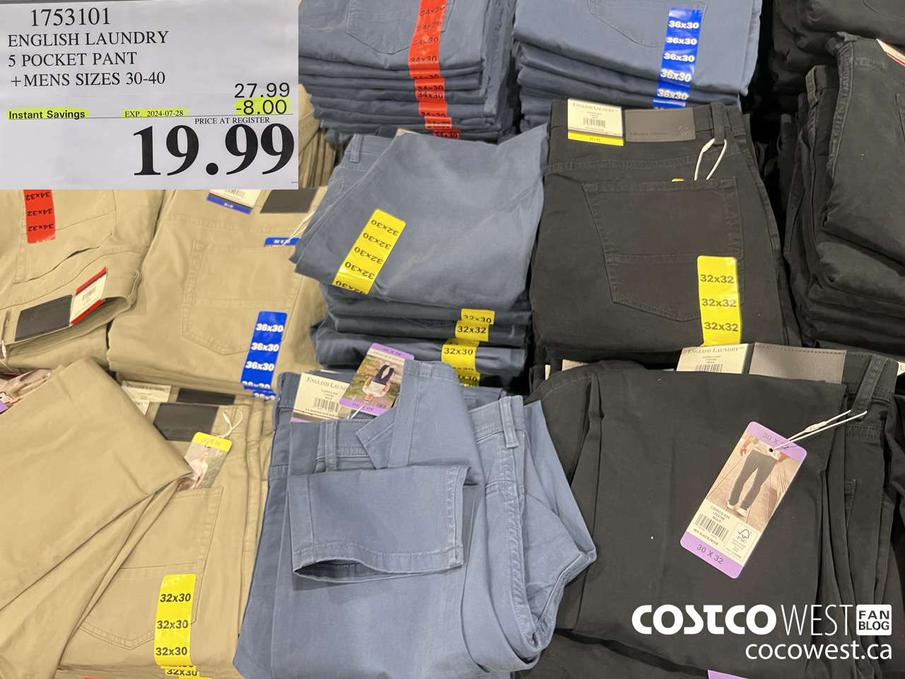 1753101 ENGLISH LAUNDRY 5 POCKET PANT MENS SIZES 30-40 ($8.00 INSTANT SAVINGS EXPIRES ON 2024-07-28) $19.99