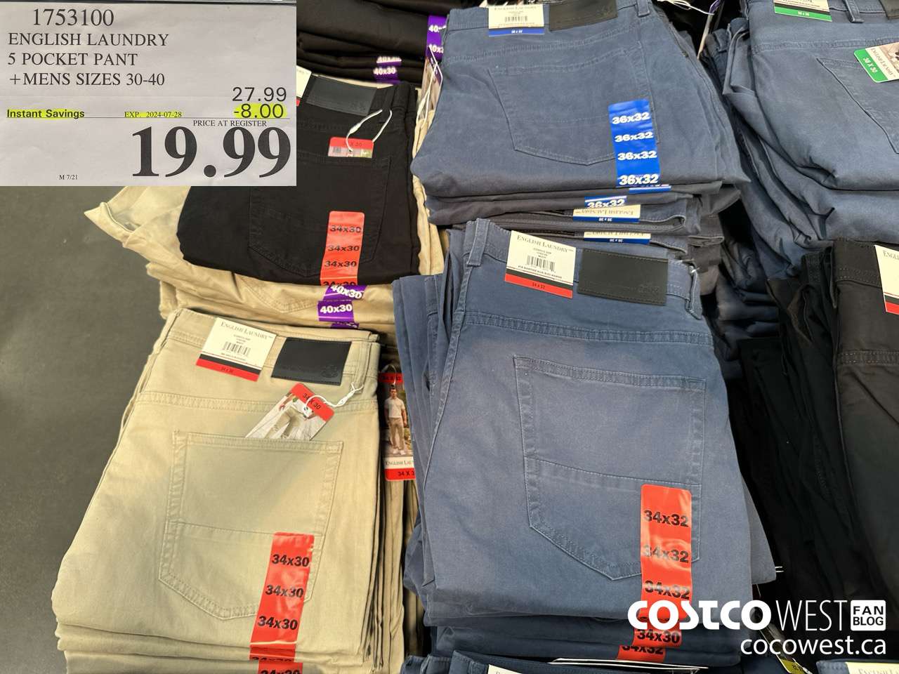 1753100 ENGLISH LAUNDRY 5 POCKET PANT MENS SIZES 30-40 ($8.00 INSTANT SAVINGS EXPIRES ON 2024-07-28) $19.99