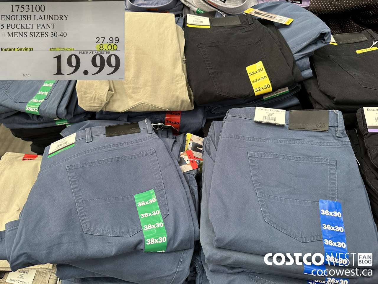 1753100 ENGLISH LAUNDRY 5 POCKET PANT MENS SIZES 30-40 ($8.00 INSTANT SAVINGS EXPIRES ON 2024-07-28) $19.99