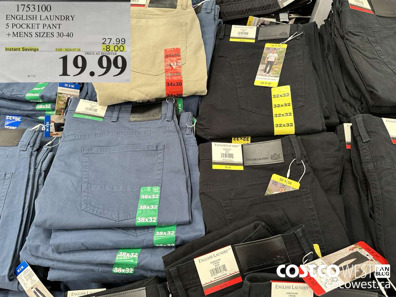 1753100 ENGLISH LAUNDRY 5 POCKET PANT MENS SIZES 30-40 ($8.00 INSTANT SAVINGS EXPIRES ON 2024-07-28) $19.99