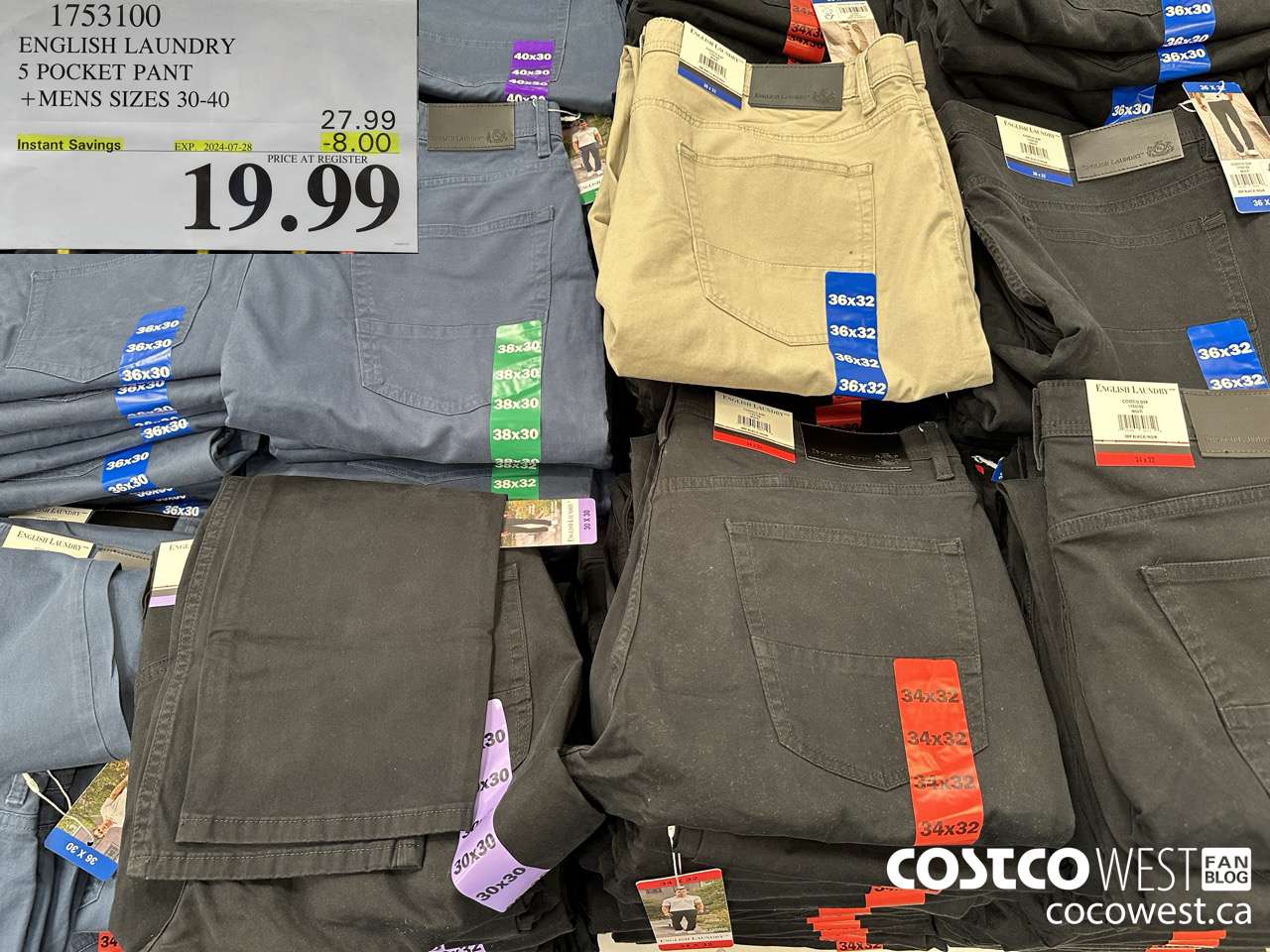 1753100 ENGLISH LAUNDRY 5 POCKET PANT MENS SIZES 30-40 ($8.00 INSTANT SAVINGS EXPIRES ON 2024-07-28) $19.99