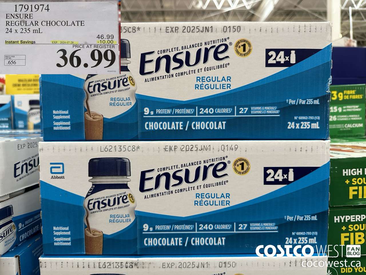 1791974 ENSURE REGULAR CHOCOLATE 24 x 235 mL ($10.00 INSTANT SAVINGS EXPIRES ON 2024-07-28) $36.99