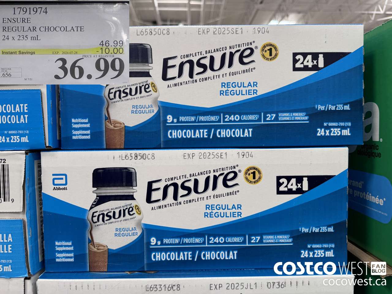 1791974 ENSURE REGULAR CHOCOLATE 24 x 235 mL ($10.00 INSTANT SAVINGS EXPIRES ON 2024-07-28) $36.99