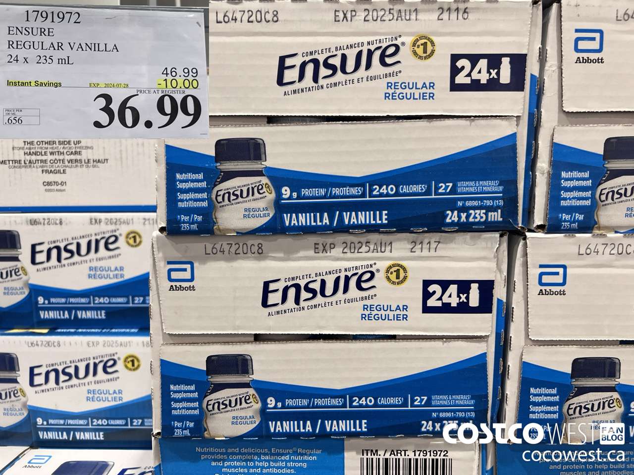 1791972 ENSURE REGULAR VANILLA 24 x 235 mL ($10.00 INSTANT SAVINGS EXPIRES ON 2024-07-28) $36.99