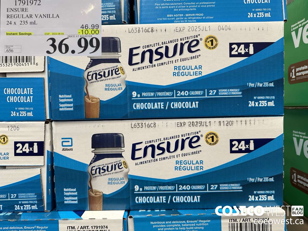 1791972 ENSURE REGULAR VANILLA 24 x 235 mL ($10.00 INSTANT SAVINGS EXPIRES ON 2024-08-04) $36.99