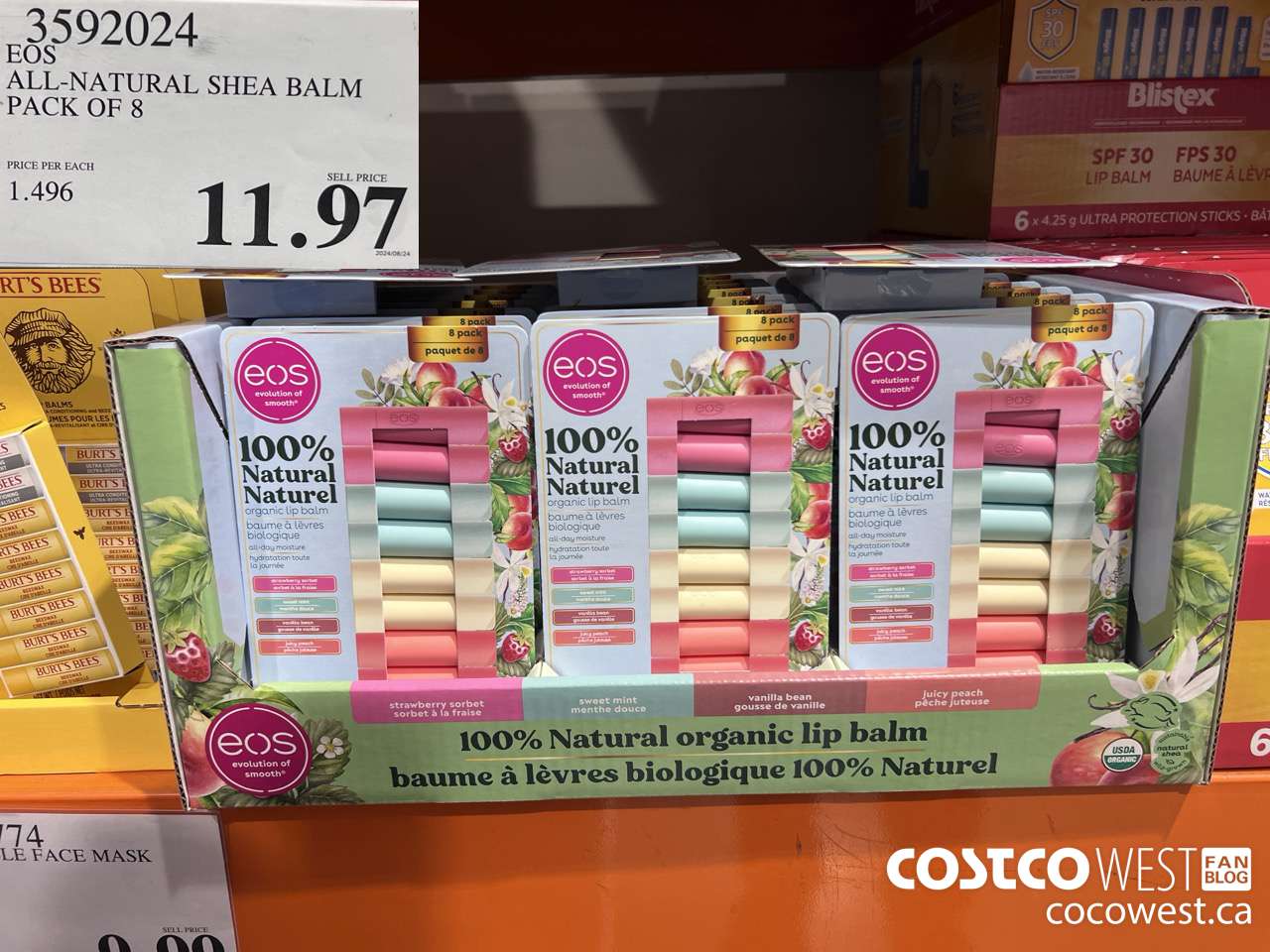 3592024 EOS ALL-NATURAL SHEA BALM PACK OF 8 $11.97