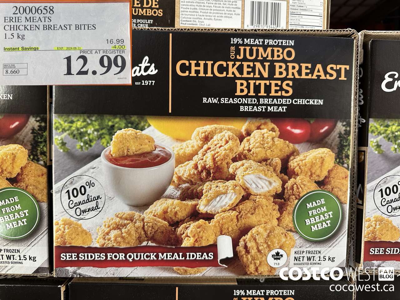 2000658 ERIE MEATS CHICKEN BREAST BITES 1.5 kg ($4.00 INSTANT SAVINGS EXPIRES ON 2024-08-11) $12.99