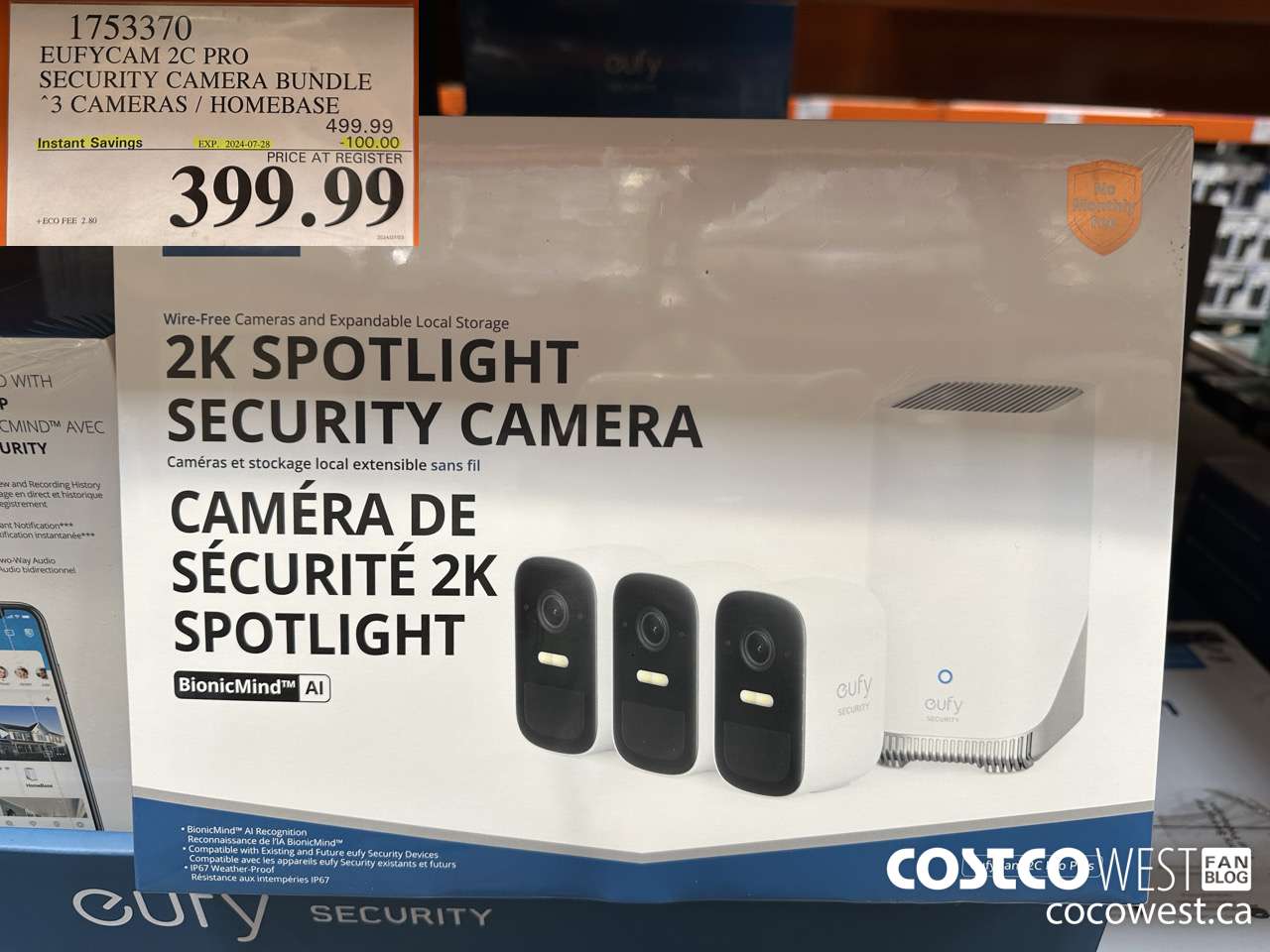 1753370 EUFYCAM 2C PRO SECURITY CAMERA BUNDLE 2 CAMERAS / HOMEBASE ($100.00 INSTANT SAVINGS EXPIRES ON 2024-07-28) $399.99