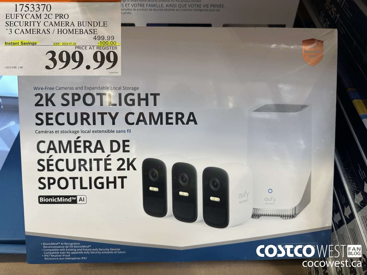 1753370 EUFYCAM 2C PRO SECURITY CAMERA BUNDLE 2 CAMERAS / HOMEBASE ($100.00 INSTANT SAVINGS EXPIRES ON 2024-07-28) $399.99