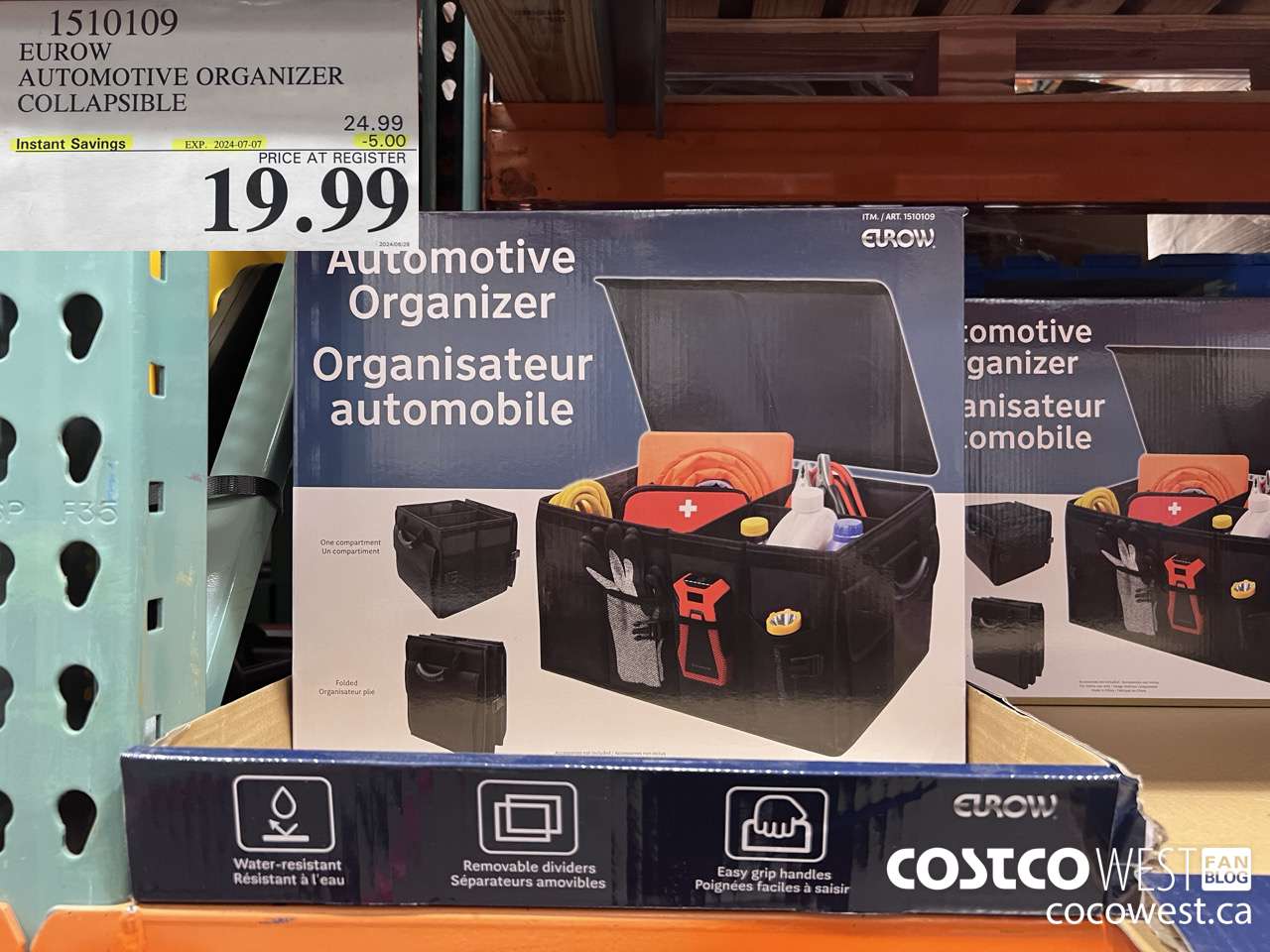 1510109 EUROW AUTOMOTIVE ORGANIZER COLLAPSIBLE ($5.00 INSTANT SAVINGS EXPIRES ON 2024-07-07) $19.99