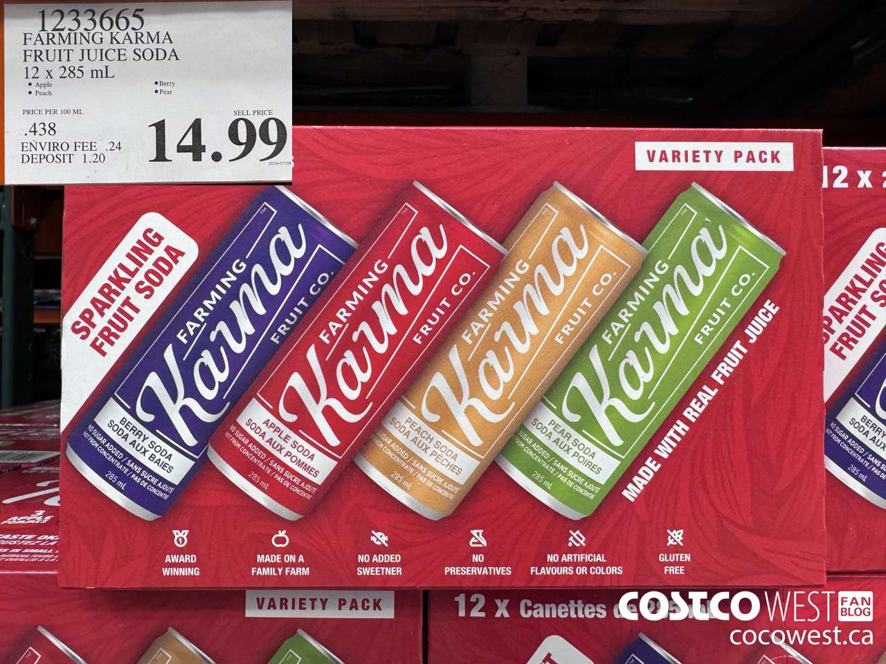 1233665 FARMING KARMA FRUIT JUICE SODA 12 X 285ML $14.99